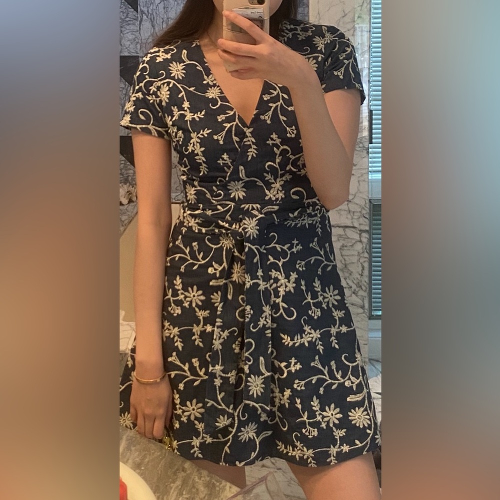Alice and Olivia Denim Embroidered Dress, Size 2